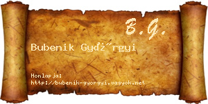 Bubenik Györgyi névjegykártya